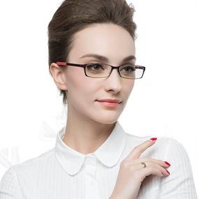 img 3 attached to 👓 Reducing Blue Light Exposure: Stylish Straight Thin Stamped Metal Frame Reading Glasses Readers +1.5