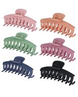 💇 6 pcs big hair claw clips for thick hair - non-slip matte hair accessories, stylish hair clips for women, 6 colors and extra large size. logo