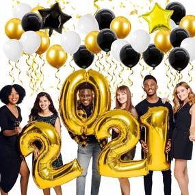 img 1 attached to Gold 2021 Graduation Balloon Decorations - 40 Inch Class of 2021 Graduate Balloons for Grad Party Décor