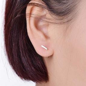 img 1 attached to Minimalist 14K Yellow Gold Tiny Bar Small Studs for 🌟 Women - FANCIME Fine Jewelry, Delicate Earrings Perfect for BFFs and Girls