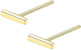 img 4 attached to Minimalist 14K Yellow Gold Tiny Bar Small Studs for 🌟 Women - FANCIME Fine Jewelry, Delicate Earrings Perfect for BFFs and Girls