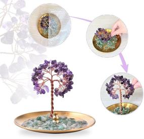 img 1 attached to 🌿 Incense Holder for Sticks | Healing Crystal Stone Money Tree Incense Burner | Ash Catcher for Yoga, Meditation, and Home Decor - Purple