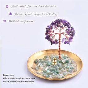 img 3 attached to 🌿 Incense Holder for Sticks | Healing Crystal Stone Money Tree Incense Burner | Ash Catcher for Yoga, Meditation, and Home Decor - Purple
