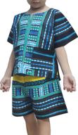 kids unisex afrikan dashiki shirt and shorts set in patch cotton by raanpahmuang logo