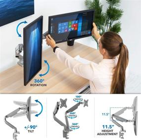 img 1 attached to 🖥️ Mount-It! Dual Monitor Arm Mount Desk Stand with USB Ports and Height Adjustment - Fits 24-32 Inch VESA Compatible Screens