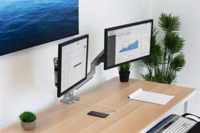 img 2 attached to 🖥️ Mount-It! Dual Monitor Arm Mount Desk Stand with USB Ports and Height Adjustment - Fits 24-32 Inch VESA Compatible Screens