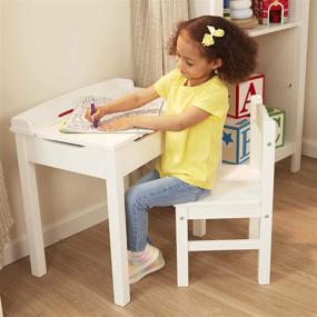 img 3 attached to 🎨 Melissa & Doug White Wooden Lift-Top Desk & Chair: Perfect for Young Artists