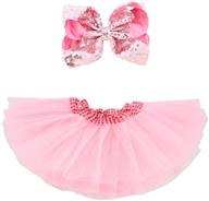 💃 bgfks 4 layered sequins tutu skirt for girls: sparkling dress up tulle skirt with hairbow logo