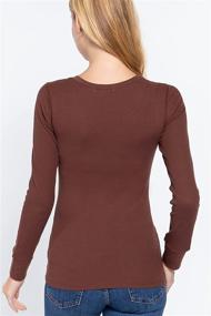 img 2 attached to 👚 Womens Basic Solid Lightweight Long Sleeve Crew Neck & V Neck Fitted Thermal Warm Wear Top Shirt Plus (S-2XL): Stylish Cold Weather Essential for All-Day Comfort