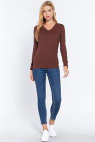 img 1 attached to 👚 Womens Basic Solid Lightweight Long Sleeve Crew Neck & V Neck Fitted Thermal Warm Wear Top Shirt Plus (S-2XL): Stylish Cold Weather Essential for All-Day Comfort