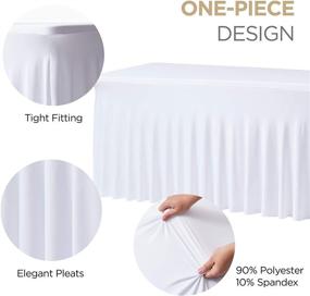 img 1 attached to 👔 Premium 6ft Spandex Fitted Tablecloth and Table Skirt (White) - Wrinkle-Resistant Ruffles Design | Easy Installation for Weddings, Banquets, Baby Showers, Parties, Events