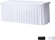 👔 premium 6ft spandex fitted tablecloth and table skirt (white) - wrinkle-resistant ruffles design | easy installation for weddings, banquets, baby showers, parties, events logo