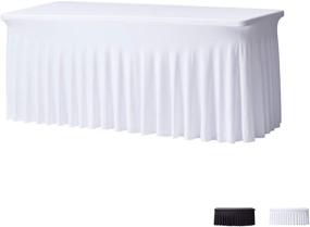 img 4 attached to 👔 Premium 6ft Spandex Fitted Tablecloth and Table Skirt (White) - Wrinkle-Resistant Ruffles Design | Easy Installation for Weddings, Banquets, Baby Showers, Parties, Events