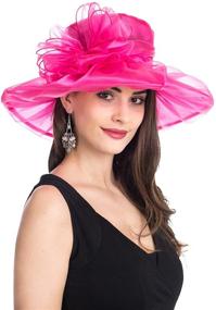 img 2 attached to Lucky Leaf Women's Kentucky Derby Church Cap: Stylish Wide Brim Hat for Summer Parties & Weddings