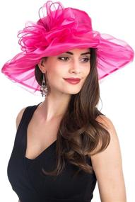 img 1 attached to Lucky Leaf Women's Kentucky Derby Church Cap: Stylish Wide Brim Hat for Summer Parties & Weddings