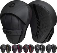 🥊 maya hide leather rdx curved focus mitts, kara hook and jab training pads – adjustable strap, ventilated for mma, muay thai, kickboxing, martial arts coaching – punching hand target strike shield logo