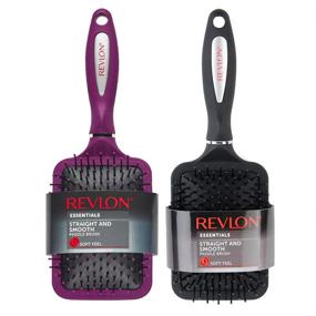 img 4 attached to 💁 Набор для волос Revlon Straight & Smooth Soft Touch Paddle Hair Brush в стильном черно-ягодном цвете: легко достигайте гладкости и шелковистости волос.