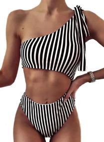 img 4 attached to VIMPUNEC Swimsuit Shoulder Monokini Swimwear