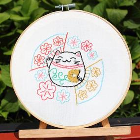 img 2 attached to 🧵 Beginner's Embroidery Starter Kit with Pattern - Includes Embroidery Cloth, Bamboo Embroidery Hoop, Color Threads, and Essential Tools Set