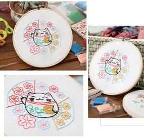 img 1 attached to 🧵 Beginner's Embroidery Starter Kit with Pattern - Includes Embroidery Cloth, Bamboo Embroidery Hoop, Color Threads, and Essential Tools Set