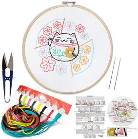 img 4 attached to 🧵 Beginner's Embroidery Starter Kit with Pattern - Includes Embroidery Cloth, Bamboo Embroidery Hoop, Color Threads, and Essential Tools Set