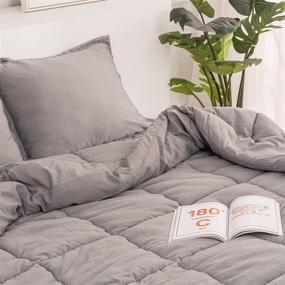 img 3 attached to 🛌 RECYCO King Comforter Set: Lightweight Ultra Soft Down Alternative Quilted Bedding, Grey