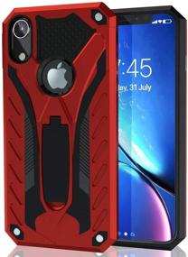 img 1 attached to Kitoo iPhone XR Case - Red: Enhanced Protection and Convenient Kickstand