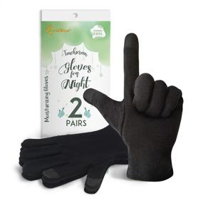 img 4 attached to EvridWear 100% Cotton Touchscreen Moisturizing Beauty Gloves: Perfect for Dry Hands Care & Eczema Therapy (Black, Large, 2 Pairs)