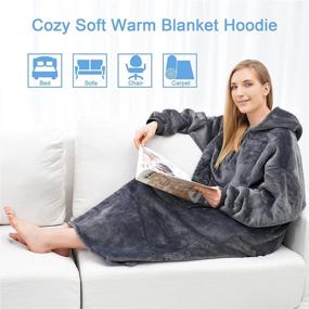 img 2 attached to Cozy up with our Dark Grey Wearable Blanket Hoodie – Oversized Sweater Blanket with Giant Pocket and Zipper for Ultimate Comfort!