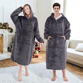 img 3 attached to Cozy up with our Dark Grey Wearable Blanket Hoodie – Oversized Sweater Blanket with Giant Pocket and Zipper for Ultimate Comfort!