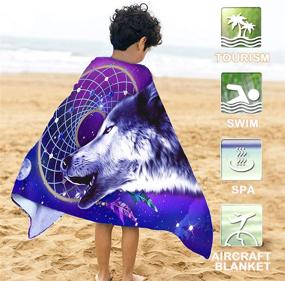 img 2 attached to 🌕 Bonsai Tree Wolf Beach Towel: Cool Dream Catcher Microfiber Bath Towel for Boys, Unique Blue Purple Galaxy Space Animals Design – Sand Free, Quick Dry, Travel Size Towel for Men's Pool Sports, 30" x 60