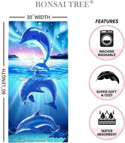 img 3 attached to 🌕 Bonsai Tree Wolf Beach Towel: Cool Dream Catcher Microfiber Bath Towel for Boys, Unique Blue Purple Galaxy Space Animals Design – Sand Free, Quick Dry, Travel Size Towel for Men's Pool Sports, 30" x 60