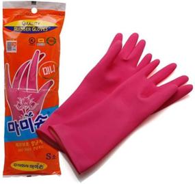 img 4 attached to 🧤 Mamison Quality Kitchen Rubber Gloves (Pack of 5 Pairs), Small-Sized Cleaning Gloves for Dish Washing, Home Improvement, and Food Handling