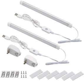 img 4 attached to 💡 USB Powered Dimmable LED Under Cabinet Lighting with Touch Sensor, ETL Plug Strip Lights - 2PACK - 11.2inch, 3 Color Temperature, for Kitchen Cupboard, Closet, Shelf, Bookcase