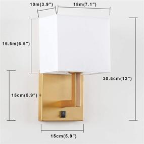 img 3 attached to 🛋️ Modern Antique Finish Permo Single Wall Sconce Light Fixture with On/Off Switch Button, Small White Textile Shades for Bedroom Bedside Reading, Nightstand Lamps