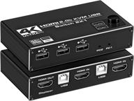newcare hdmi kvm switch: 4k@60hz, 2x1 hdmi2.0 ports + 3x usb kvm ports - share 2 computers on uhd monitor, with wireless keyboard and mouse support - usb disk, printer, usb camera compatible logo