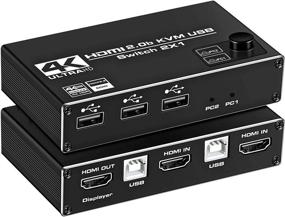 img 4 attached to NEWCARE HDMI KVM Switch: 4K@60Hz, 2x1 HDMI2.0 Ports + 3X USB KVM Ports - Share 2 Computers on UHD Monitor, with Wireless Keyboard and Mouse Support - USB Disk, Printer, USB Camera Compatible
