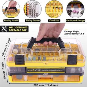 img 2 attached to Longmate 619 Piece Rotary Tool Accessories Kit: Effortless Drilling, Cutting, Grinding, Sanding, Sharpening, Carving, and Polishing with 1/8 Inch Shanks Electric Tool Accessories