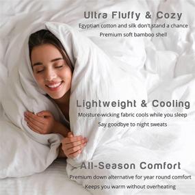 img 3 attached to 🌾 BAMBOO BAY Queen Size Ultra Soft Down Alternative Comforter - Fluffy, Premium Bamboo Shell Duvet Insert, Lightweight & Cooling for All Seasons, Washable - 94 x 90 Inches (White)