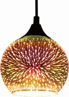 🔥 jeuneu modern 3d colorful glass pendant light firework lamp: vibrant kitchen decor lighting fixture (1-pack) логотип