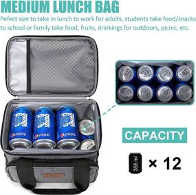 img 2 attached to 🍱 Leakproof Insulated Lunch Bag for Men and Women - Portable Cooler Tote with Adjustable Shoulder Strap for Office, Work, School, Picnic, Beach, and Travel - Reusable Lunch Box Organizer, Freezable, Suitable for Kids and Adults