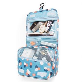 img 3 attached to 🌺 Versatile Travel Cosmetic Bags: Multifunctional Lightweight Toiletry Organizer with Sturdy Hook, Large Capacity & Waterproof - Perfect for Women & Girls! (Large Blue-Flowers)