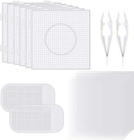 img 4 attached to 🧩 Sc0nni 6 Sets 5mm Fuse Bead Board - Clear Plastic Pegboards with Adhesive Bead Mat for Kids' DIY Craft Beads