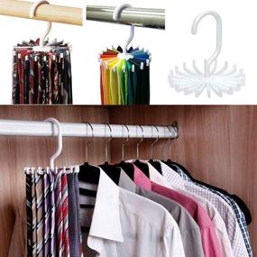 img 1 attached to 👔 BigOtters 4-Pack White Twirl Tie Rack (4.4 Inches) - 360 Degree Rotating Scarf Hanger: Adjustable Tie Belt, Multipurpose Organizer for Closet Storage. Hook Ties or Scarf Medium