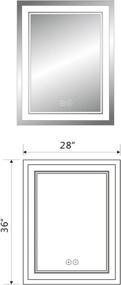 img 1 attached to 🪞 Vertical Dimmable LED Bathroom Mirror with Anti-Fog Function - DECORAPORT 28 x 36 inch (DK-A-CK160-D)