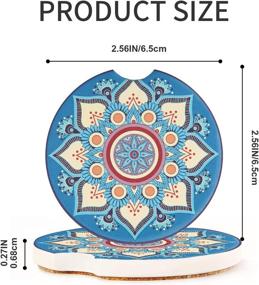 img 3 attached to Car Coasters 2 Pack: Premium Absorbent Mandala Ceramic Cup Holder Inserts!