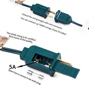 img 2 attached to Romasaty C7 Christmas Lights - 25FT, 5 Multi-Color Outdoor & Indoor Holiday Party Wedding Lights, 25 Ceramic Bulb C7 Light with 2 Extra Bulbs and Green Wire