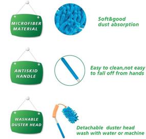 img 2 attached to Efficient Microfiber Telescopic Hand Duster Brush for Office, Home, and Car Cleaning - MoreStar POPVIDA (Green+Blue)