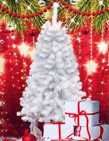 img 1 attached to 🎄 4-Foot Unlit White Artificial Christmas Tree with 300 Tips and PVC Base - Holiday Essence