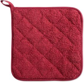 img 3 attached to DII 100% Cotton, Quilted Terry Oven Set Machine Washable, Heat Resistant with Hanging Loop, Potholder, Barn Red - Pack of 3